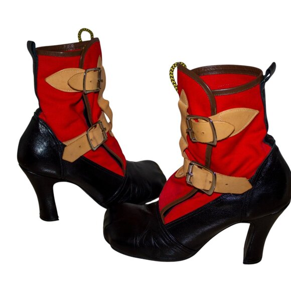 RARE Vintage Vivienne Westwood Bondage Boots Red/Black Size UK 8 S/S 2002 - Picture 3 of 8